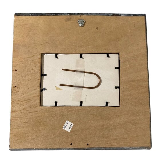 Vintage Distressed Embossed Metal On Wood Picture Frame - Picture 2 of 3